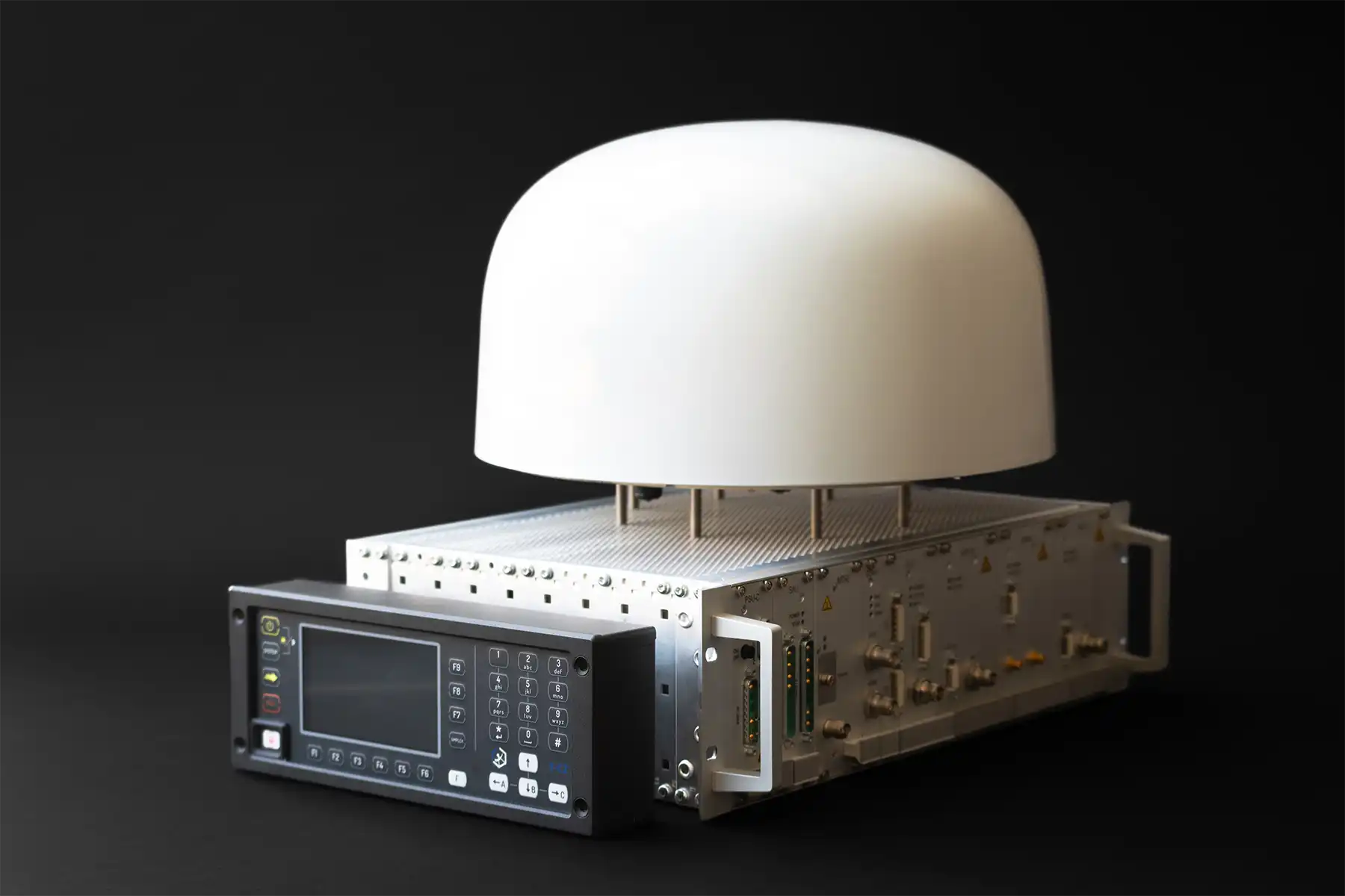 Train radio system with antenna, main radio unit, and user control interface