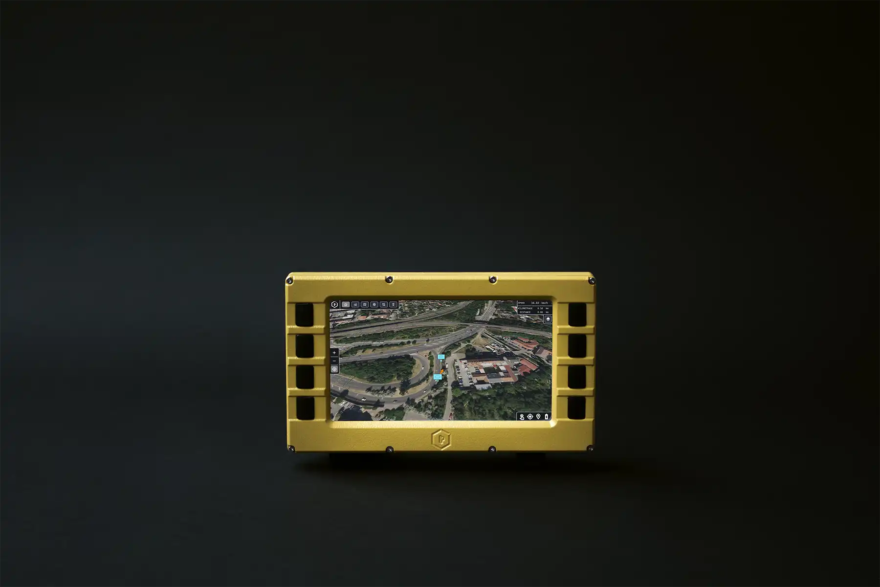 Display driver unit with urban satellite view and real-time telemetry overlay