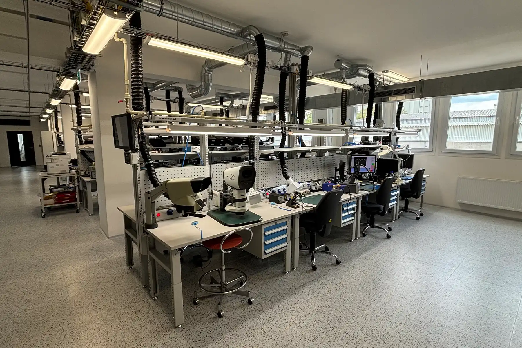 High-tech production and development workspace for security and defence technology development