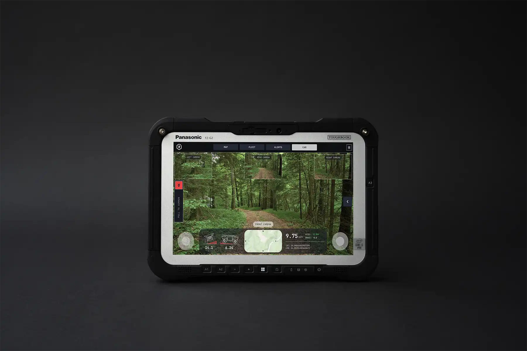 Autonomous navigation system on rugged device showing UGV forest path in real-time